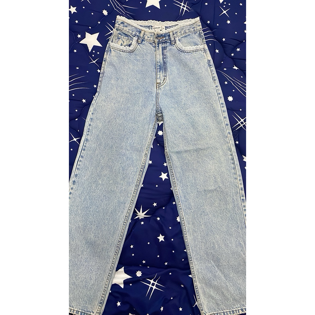 กางเกงยีนส์ขากระบอกกลางไซส์ M เอว 27 ถึง 28 นิ้ว ยาว42“ ไม่ยืด แบรนด์Saran (14)