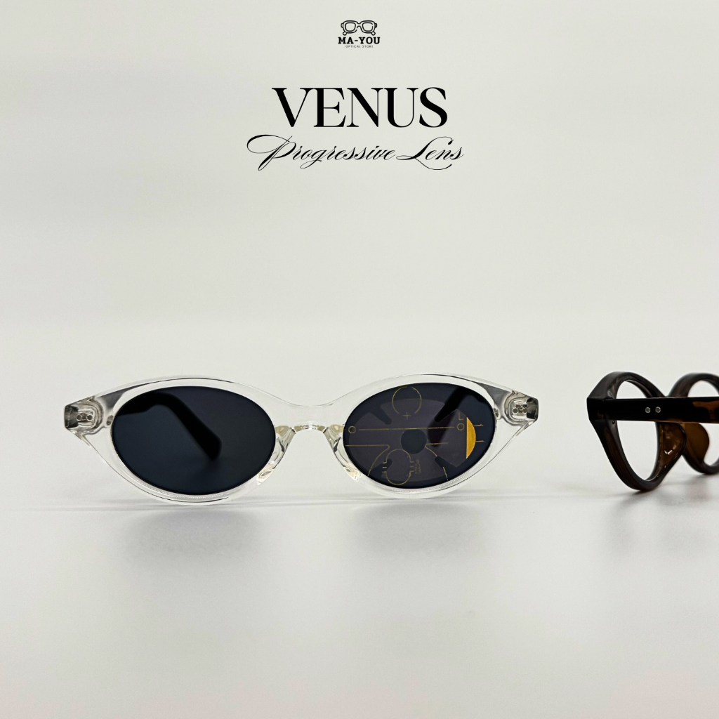 แว่นตาสายตายาวเลนส์โปรเกรสซีฟ รุ่น VENUS '' วีนัส '' TR27092  กรอบแว่นพลาสติกTR90 เลนส์ออกแดดเปลี่ยนสีเทาดำ