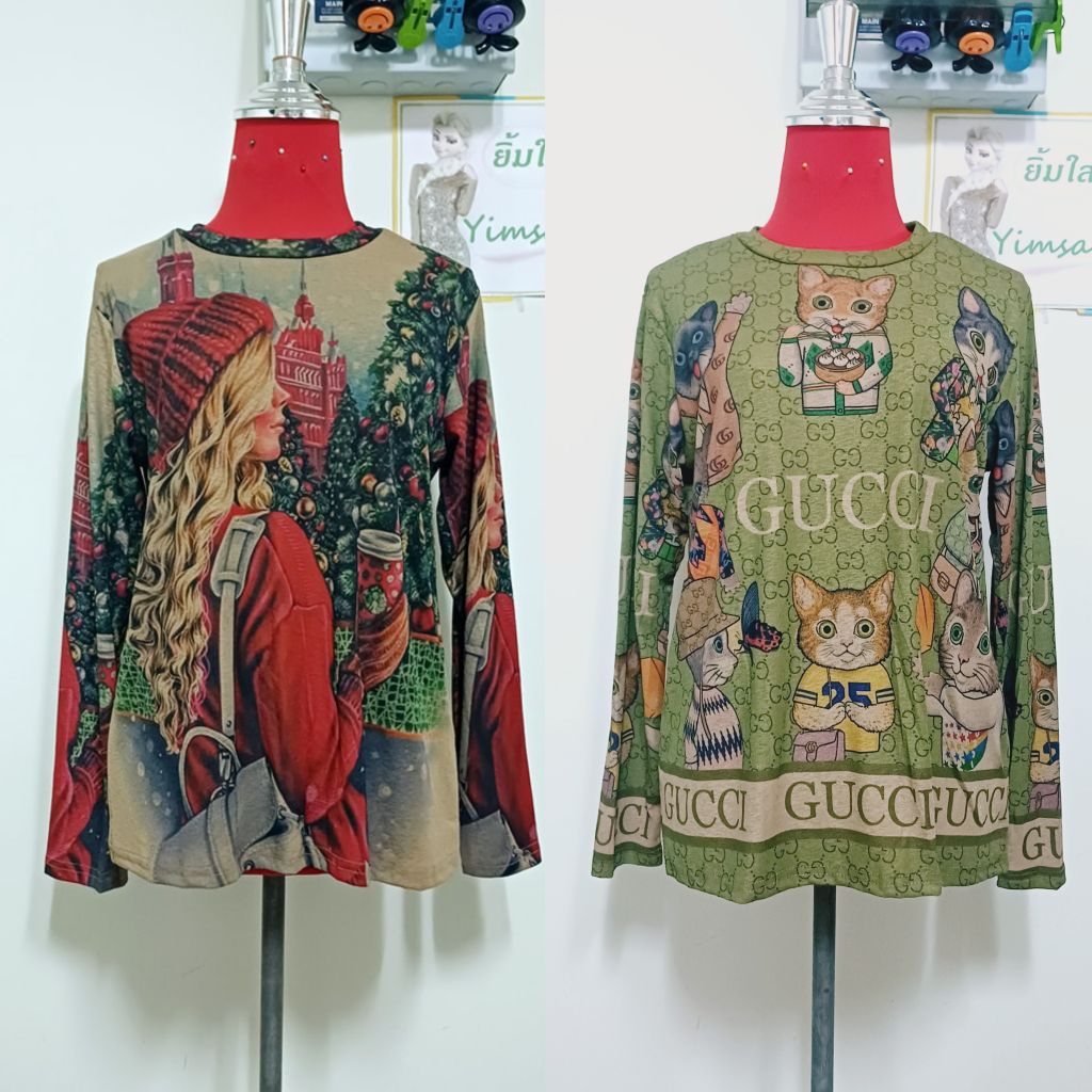 ป้าย NaNa เสื้อยืดผ้าสลาฟ แขนยาว