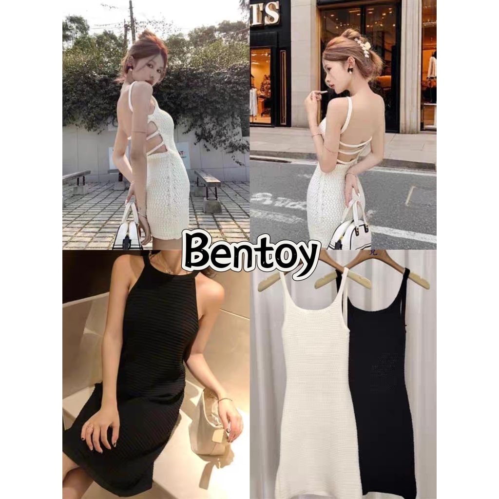 Bentoy(45682)ชุดเดรสสายเดี่ยว ไหมพรม รัดรูป โชว์แผ่นหลัง สวยเซ็กซี่ ดูลูกคุณหนู