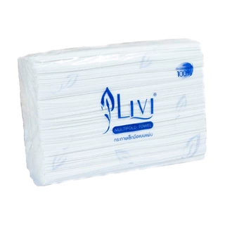 (ยกลัง) Livi กระดาษเช็ดมือพับต่อเนื่อง M-Fold หนา 1 ชั้น 250 แผ่น จำนวน 16 แพ็ค/ลัง