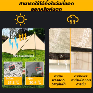 【ช้ได้ 10 ปี 】แผ่นตาข่ายกันสาด ผ้าใบกันแดด ผ้ากันแดด ผ้าใบบังแดด บังแดดได้99.9%สแลน ผ้าใบกันแดดฝน เต็นท์หลังคา