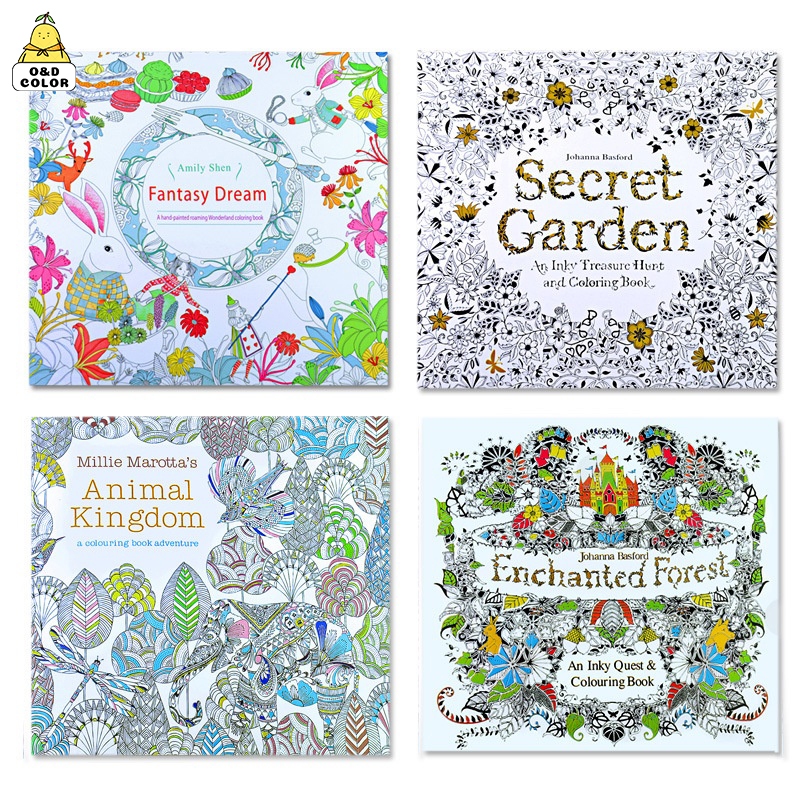 O&D color หนังสือวาดรูป Secret Garden สำหรับผู้ใหญ่แ สมุดระบายสีคลายเครียดหนา/หนังสือคลายเคร/ สมุดวาดเขียนColouring Book