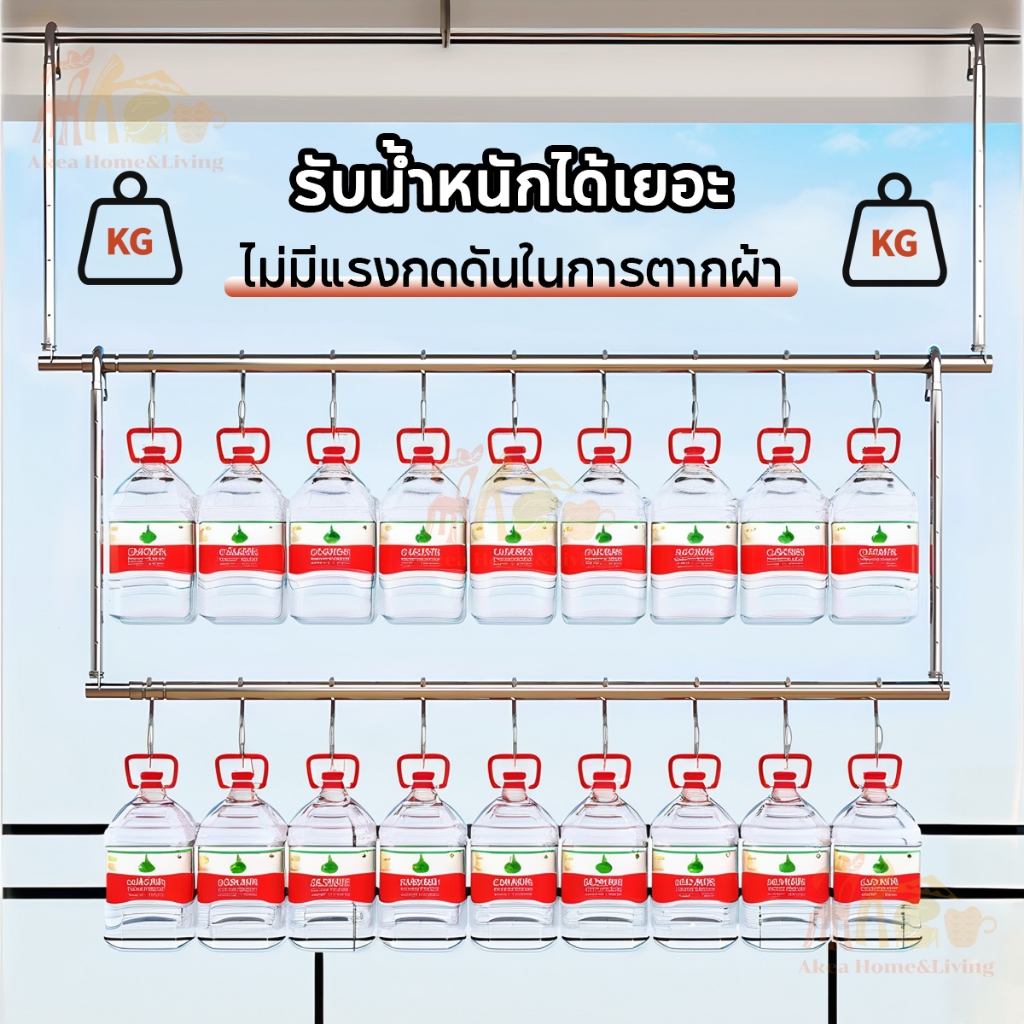 AKea ราวตากผ้าสแตนเลส  ราวแขวนผ้าเช็ดตัว ปรับยืดได้ ไม่ต้องเจาะ รับน้ำหนักได้ดี แข็งแกร่งทนทาน แข็งแกร่งดุจหิน - รูปที่ 6