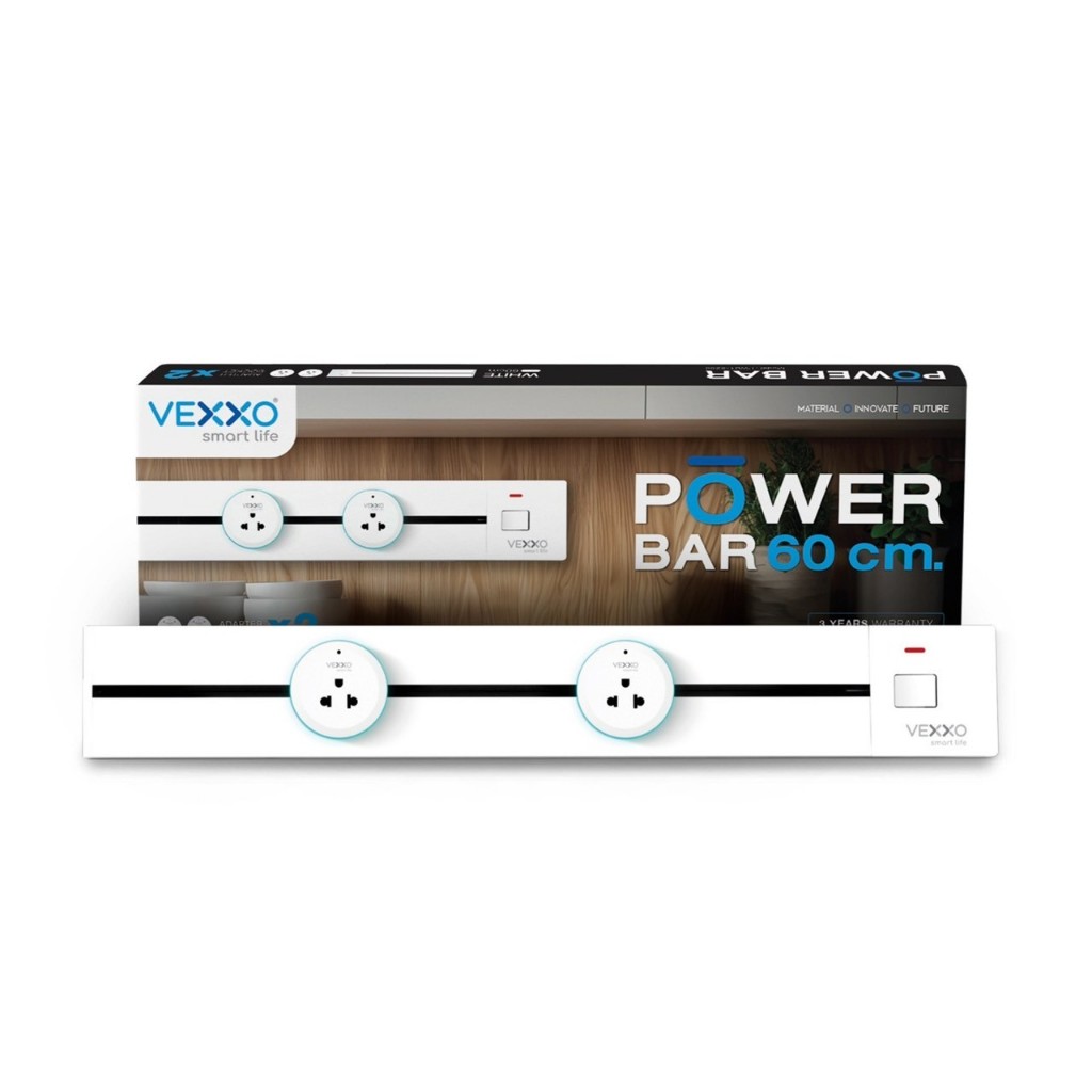 VEXXO POWER BAR รางไฟไร้สาย ปลั๊กไฟรางเลื่อน ขนาด 40cm. 60cm. พาวเวอร์บาร์รางไฟเลื่อนพร้อมช็อกเก็ต