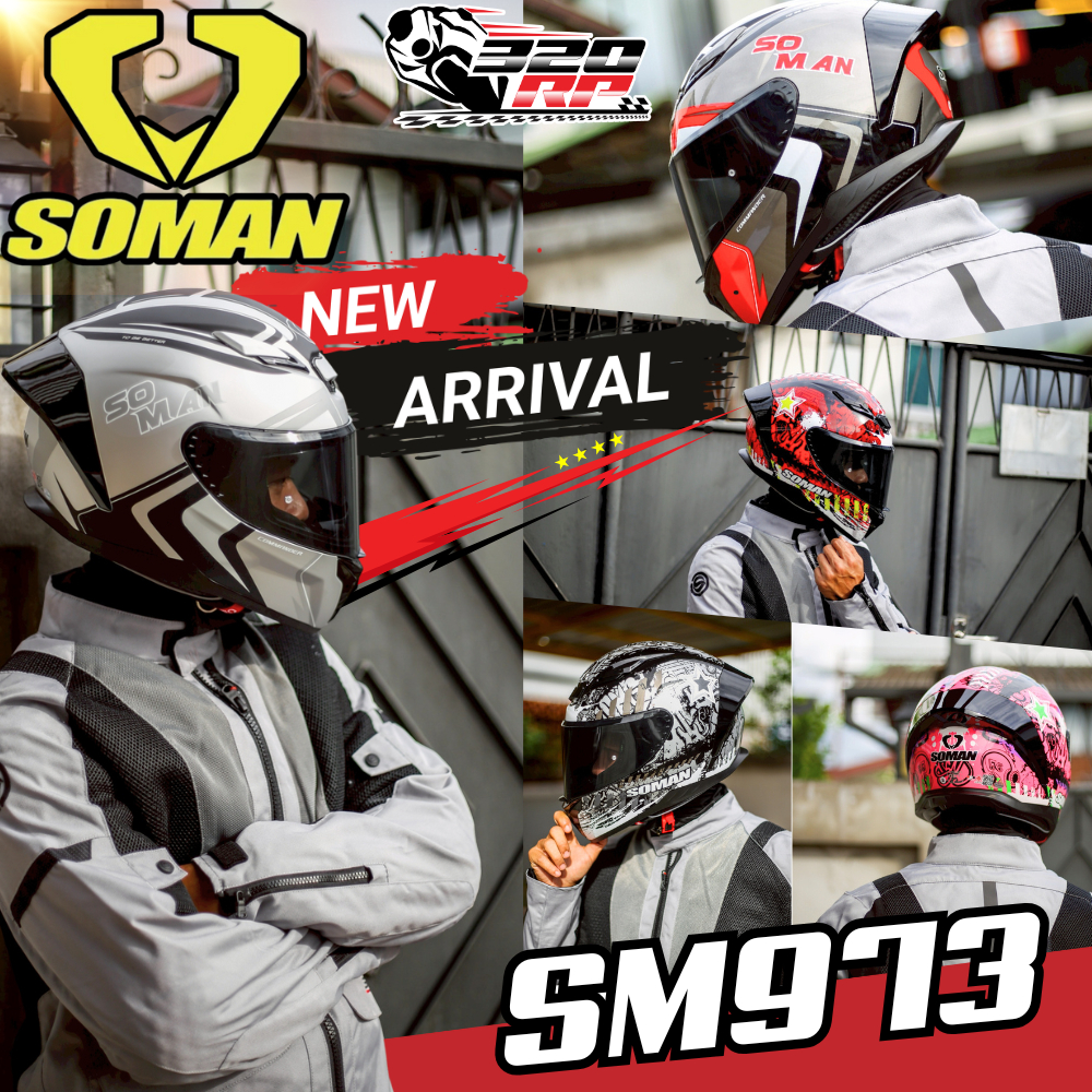 หมวกกันน็อคเต็มใบ SOMAN SM-973 ทรงสปอร์ต มาใหม่ล่าสุด !!320SP