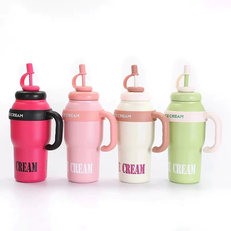 【e.cooler พร้อมส่ง】กระติกน้ำสแตนเลส 304 เก็บความเย็น 10-12 ชม. 1L พร้อมหลอดและหูหิ้ว ดีไซน์ชิค สีสวย thumbnail 4