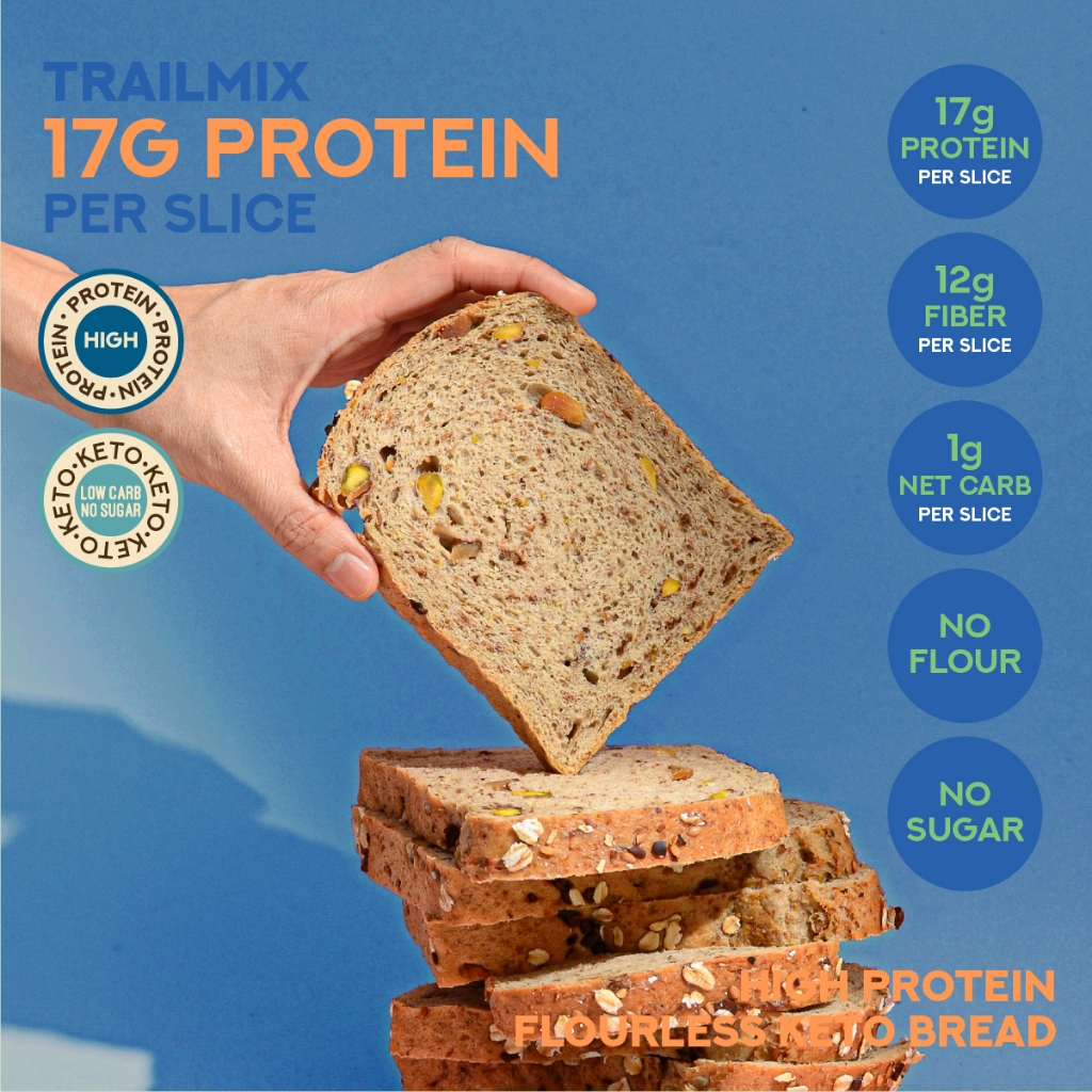 ขนมปัง ไร้แป้ง ไร้น้ำตาล โปรตีนสูง 16 กรัมต่อแผ่น รสบีทรูท (HIGH-PROTEIN BEETROOT Superfoods Flourless Bread)