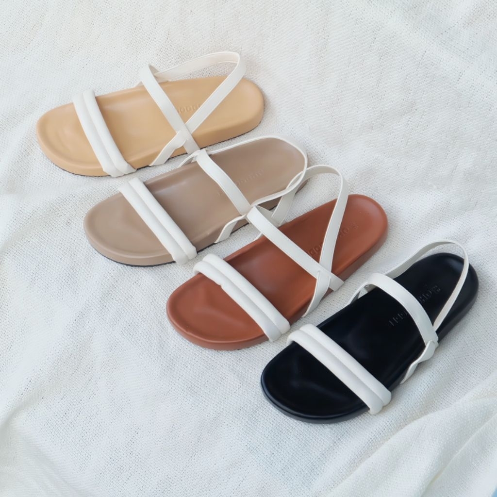 💫OHODOODEE💫 รองเท้าไบเคนรัดส้นเท้า สายคาดหนังสีขาวละมุน (พร้อมส่ง) - รูปที่ 5