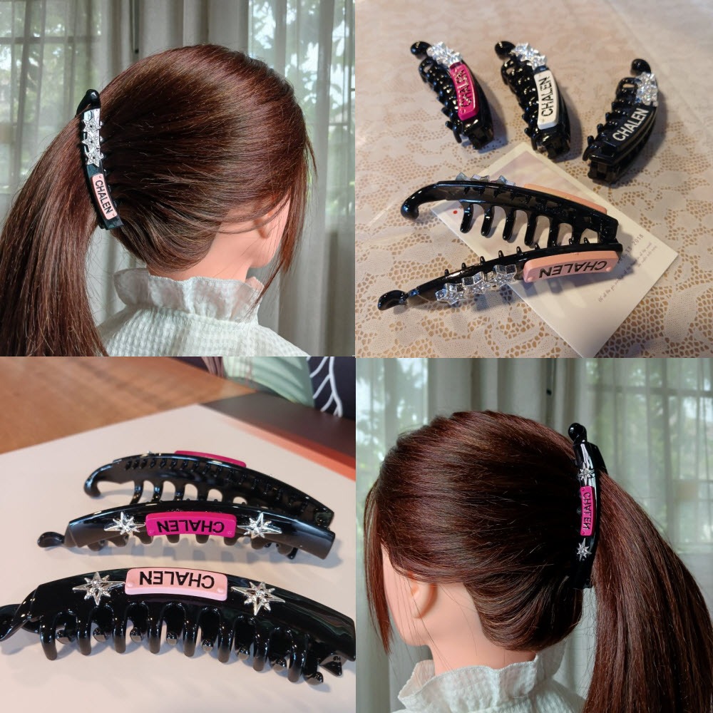 [B058] กิ๊บติดผมทรงกล้วย 3 ขนาดไซส์ S/M/L  ยาว 8/10/11 cm กิ๊บรูปดาว star chalen 4 สี