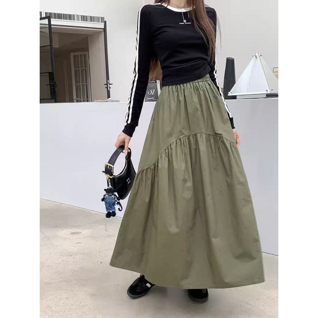 กระโปรงแฟนชั่นผู้หญิงสไตล์มินิมอลเกาหลี ทรงปลายบาน  ใส่ทำงาน ใส่เที่ยวดูมีสไตล์ freesize 573#