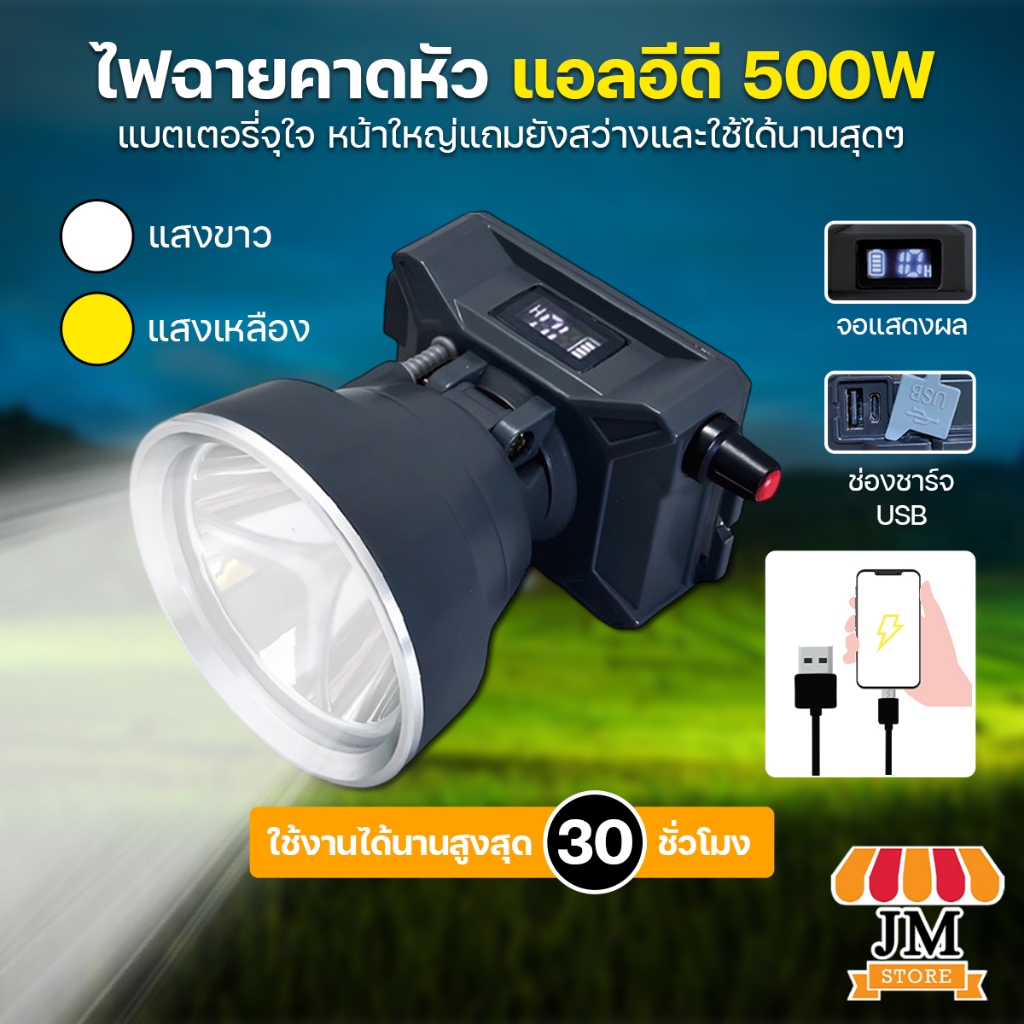 ไฟเดินป่า ไฟฉายคาดหัว ยี่ห้อHLX ไฟฉายคาดหัวแท้ ตรานก LED ไฟส่องกบ ชาร์จแบตมือถือได้ กันฝน รุ่นHL-658
