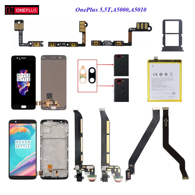 อะไหล่มือถือ OnePlus 5,A5000,OnePlus 5T,A5010/สายแพร/ถาดใส่ซิมการ์ด/กระจกเลนส์กล้อง/แบตเตอรี่BLP637