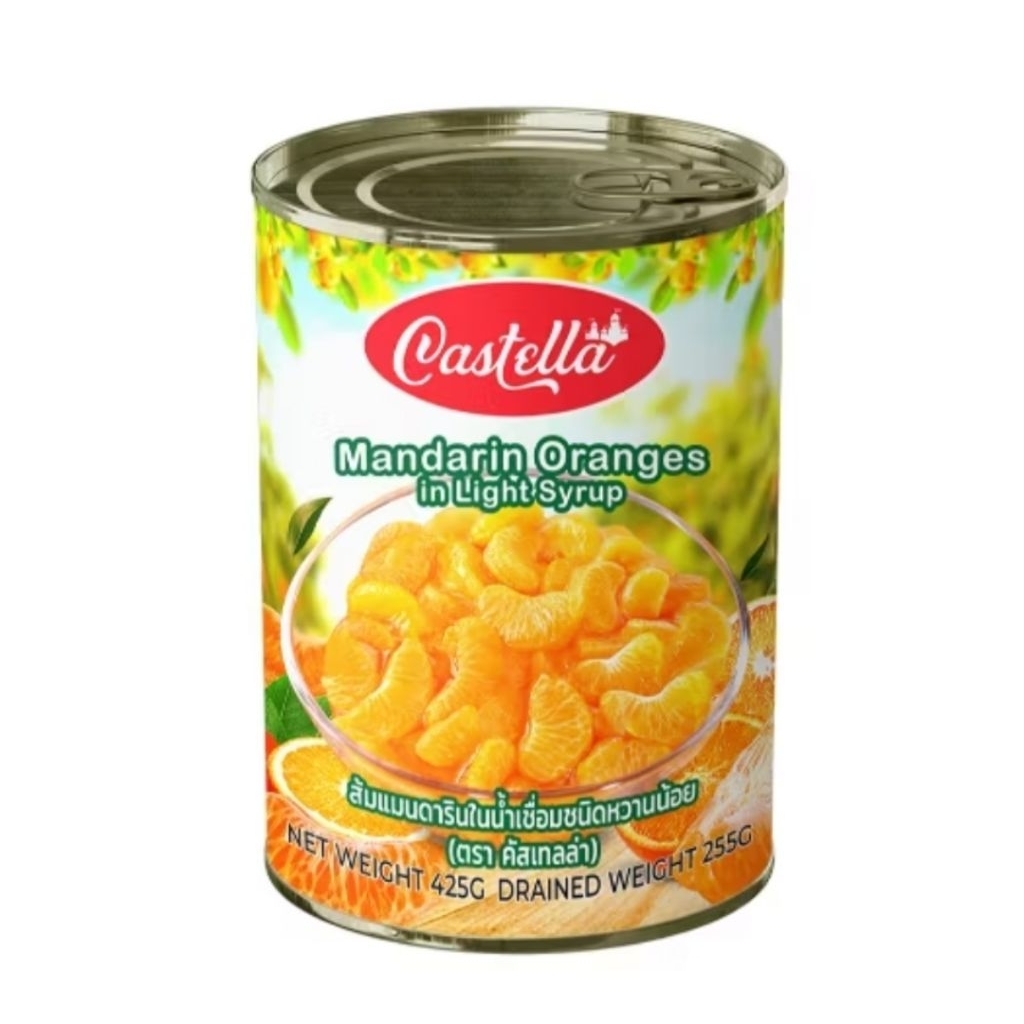 Castella mandarin oranges ส้มแมนดารินในน้าเชื่อมชนิดหวานน้อยขนาด 425 กร้ม
