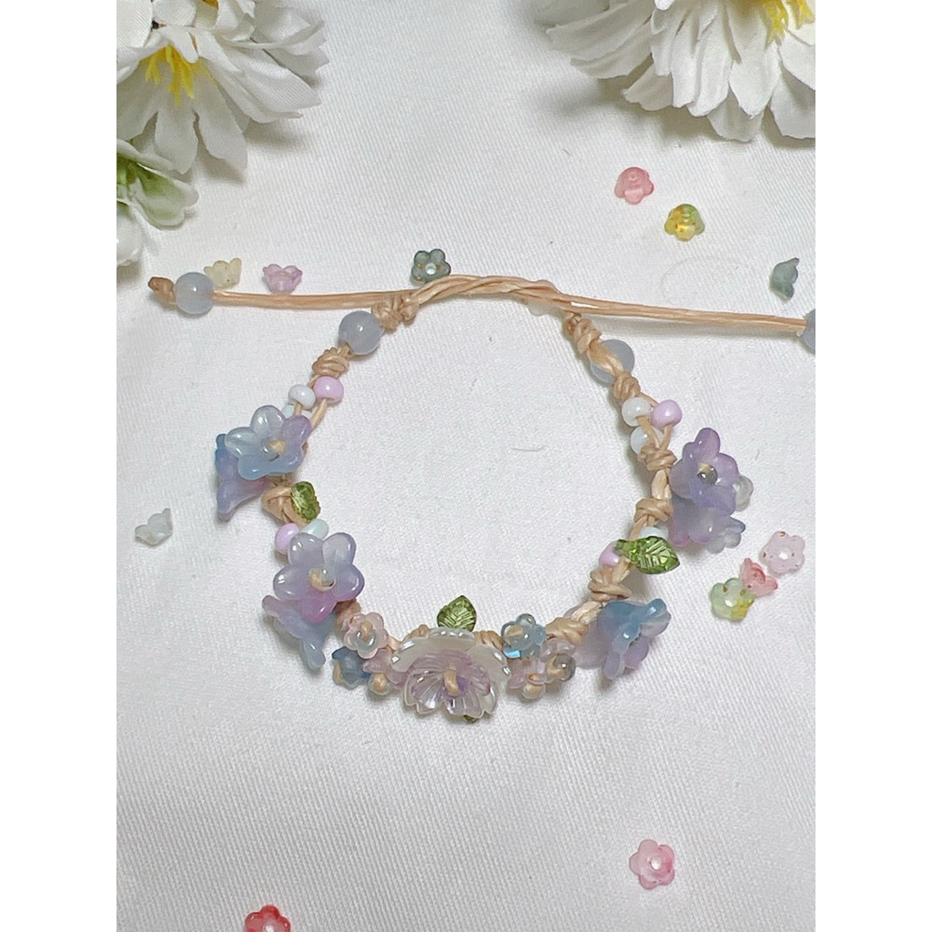กำไลข้อมือเชือกเทียน ข้อมือเชือกเทียนสวนดอกไม้diy
