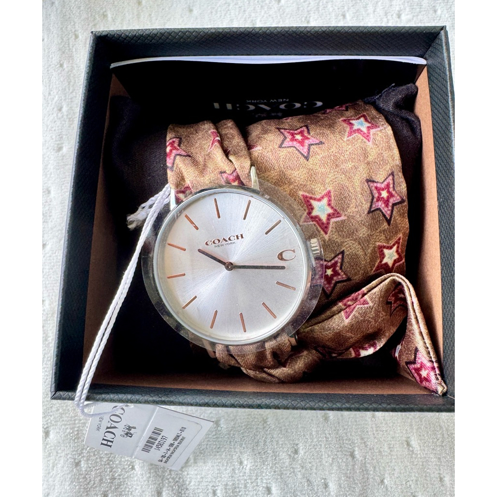 นาฬิกา Coach 14503197 Women's Perry Signature C Satin Scarf Wrap Strap Watch 36mm รับประกันของแท้จาก