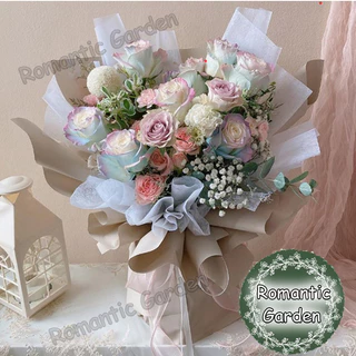 【10แผ่น】บรรจุภัณฑ์ดอกไม้ 58 * 58 ซม. ของขวัญบรรจุภัณฑ์กระดาษสองด้านสี