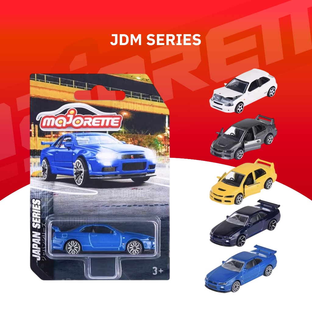 Majorette Japan Series มาจอเร็ตต์ JDM เจแปน ซีรี่ส์ R34 EVO EK9 ขนาด 1/64 โมเดลรถเหล็ก รถโชว์