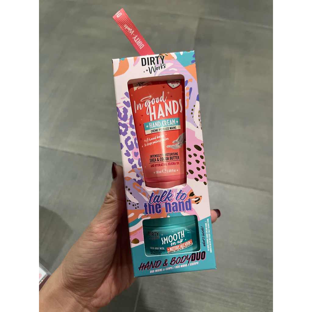 Dirty Works talk to the hand hand & body duo