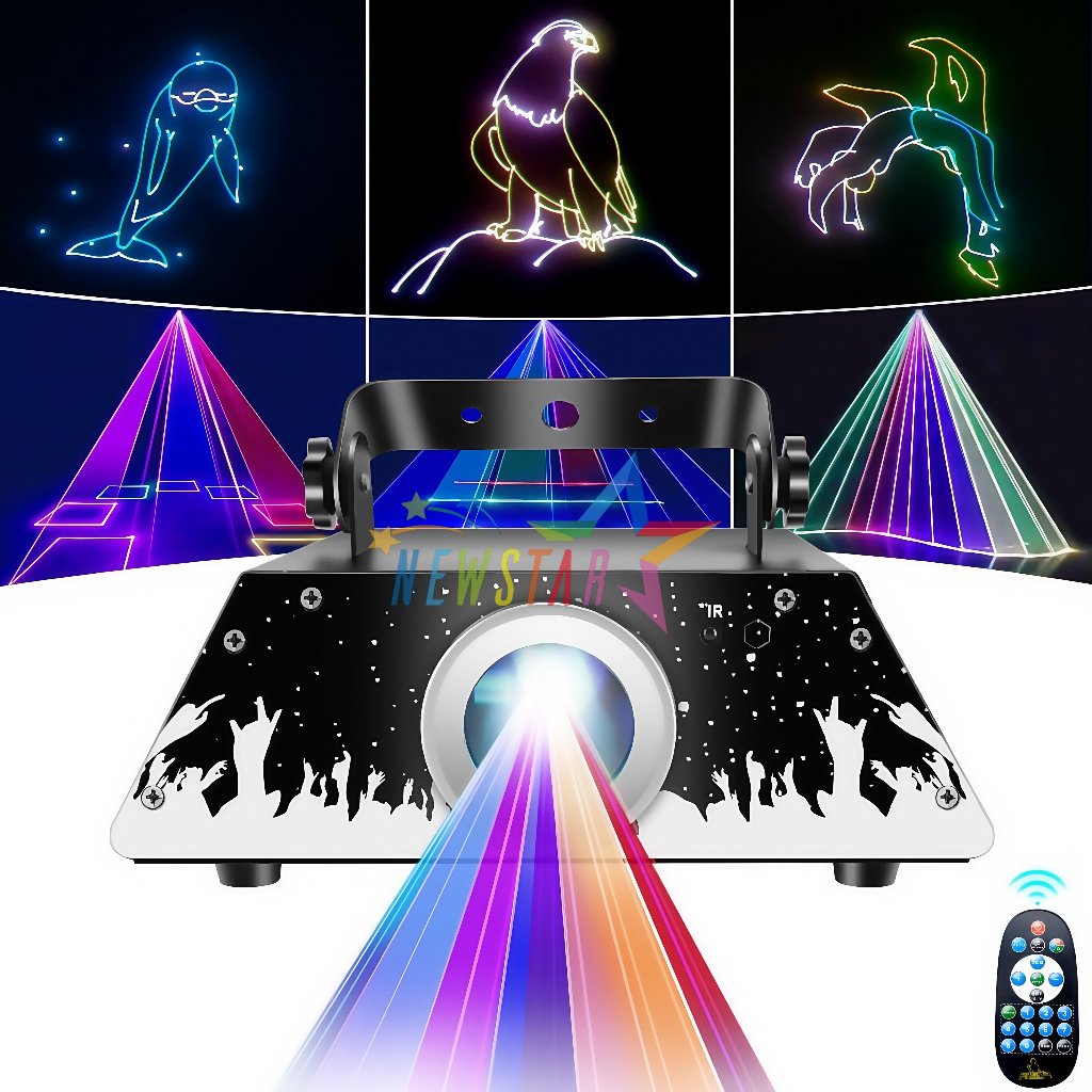disco light เลเซอร์ 7 สี 500mW RGB พร้อมลำแสง กราฟิก 128 แบบ สำหรับผับ ปาร์ตี้ คาราโอเกะ