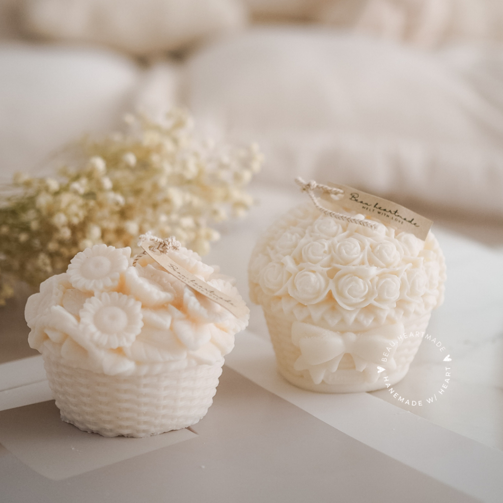 เทียนหอม Rose in Busket (1ชิ้น) เทียนหอมตกแต่งบ้าน เทียนแท่งไขถั่วเหลือง ไม่มีพาราฟิน เทียนหอม เทียน