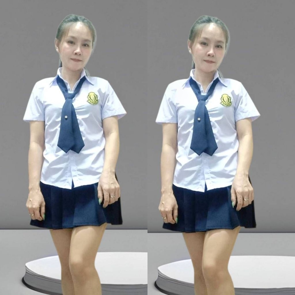 ชุดนักเรียนปาร์ตี้แขนสั้น*กระโปรงตีเกร็ด - รูปที่ 4