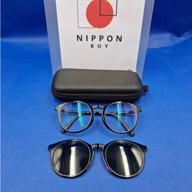 แว่นตา Owndays SNAP มือสองสภาพใหม่ รุ่น SNP2014N-2S C2 Brown Demi พร้อมคลิปออนกันแดด