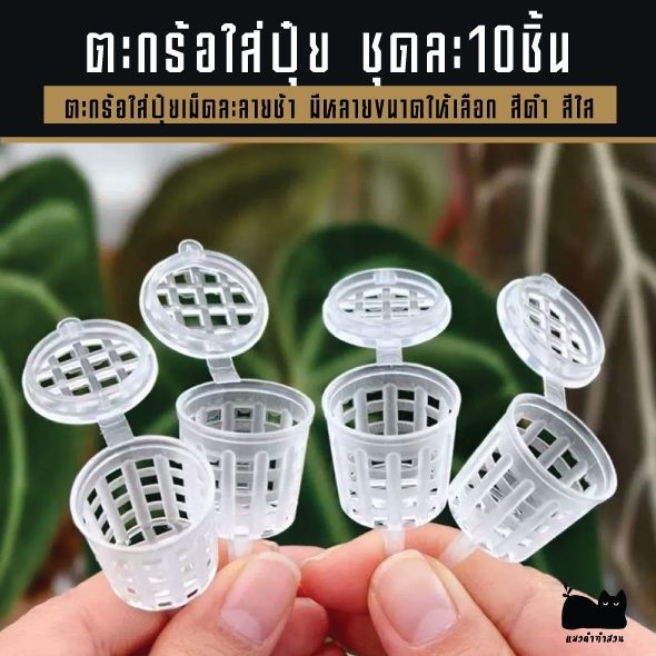 ตะกร้อใส่ปุ๋ย ตะกร้าใส่ปุ๋ย แพคละ10ชิ้น สีใส สีดำ