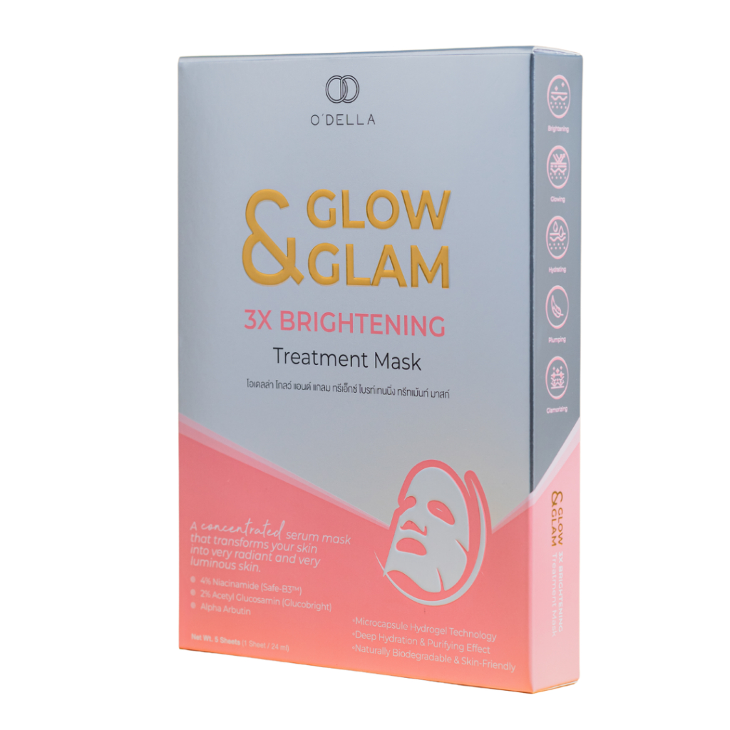 O'DELLA GLOW&GLAM 3X BRIGHTENING Treatment Mask (5แผ่น x 24Ml.)