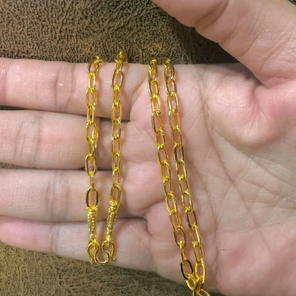 53Aสร้อยคอโซ่ฝรั่งหนัก2สลึง งานตันแน่นทองหุ้มสวยเหมือนจริง แถมฟรีตะขอเพิ่ม1ชิ้น