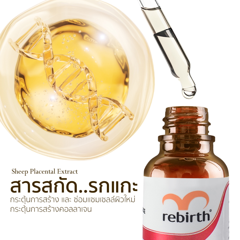 REBIRTH PLACENTA EXTRACT CONCENTRATE SERUM รีเบิร์ท เซรั่มรกแกะเข้มข้น45% ขนาด 25ML — صورة 5