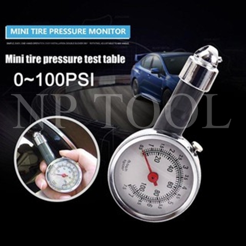 NP-723 เกจ์วัดที่ลมยางรถยนต์  หน้าปัดกลม วัดสูงสุด 100 ปอนด์ ของแท้ สินค้าพร้อมส่งที่ไทย