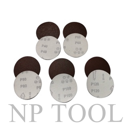 NP-679 ชุด10แผ่น กระดาษทรายกลม แบบหลังสักหลาด ขนาด 4"  เบอร์ 40/60/80/100/120/