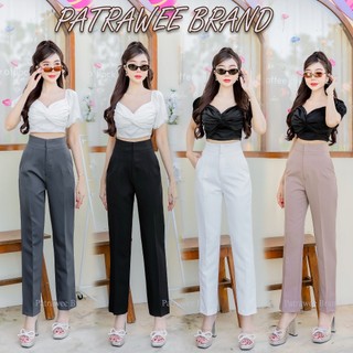 P41พร้อมส่ง กางเกงกระบอกเล็กทรงบอย กางเกงทรงบอย กางเกงใส่ทำงานผู้หญิงเอวสูงทรงสวย ผ้าลิลลี่พรีเมี่ยม