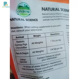 Oxbow Natural Science Vitamin C 120 กรัม อาหารเสริมสัตว์เลี้ยง