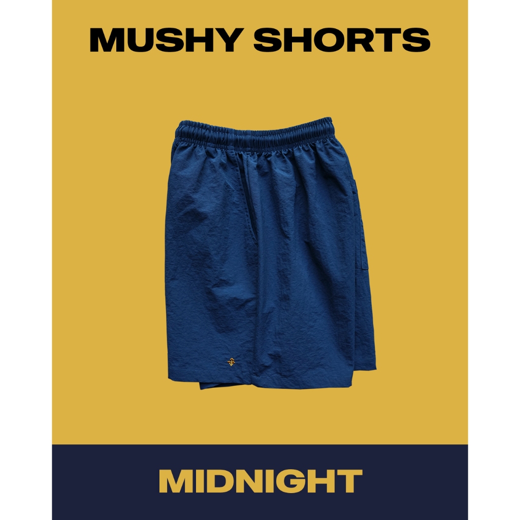 UNUSUAL MUSHROOM MUSHY SHORTS - MIDNIGHT - กางเกงขาสั้น ผ้าไนลอน UNISEX