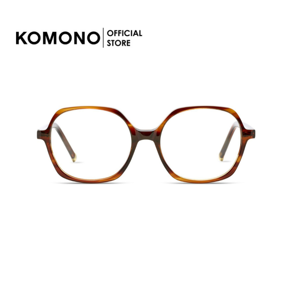 KOMONO Sadie Whiskey Mirage กรอบแว่นตา ทรงกลมเหลี่ยม สีน้ำตาล
