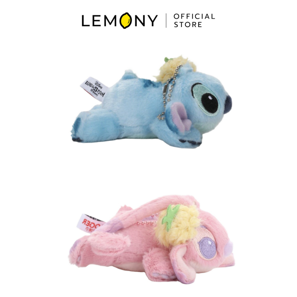 LEMONY พวงกุญแจตุ๊กตาสติช&แองเจิล สับปะรด แบบนอน ขนาด 10CM Stitch&Angle with Pineapple Collection