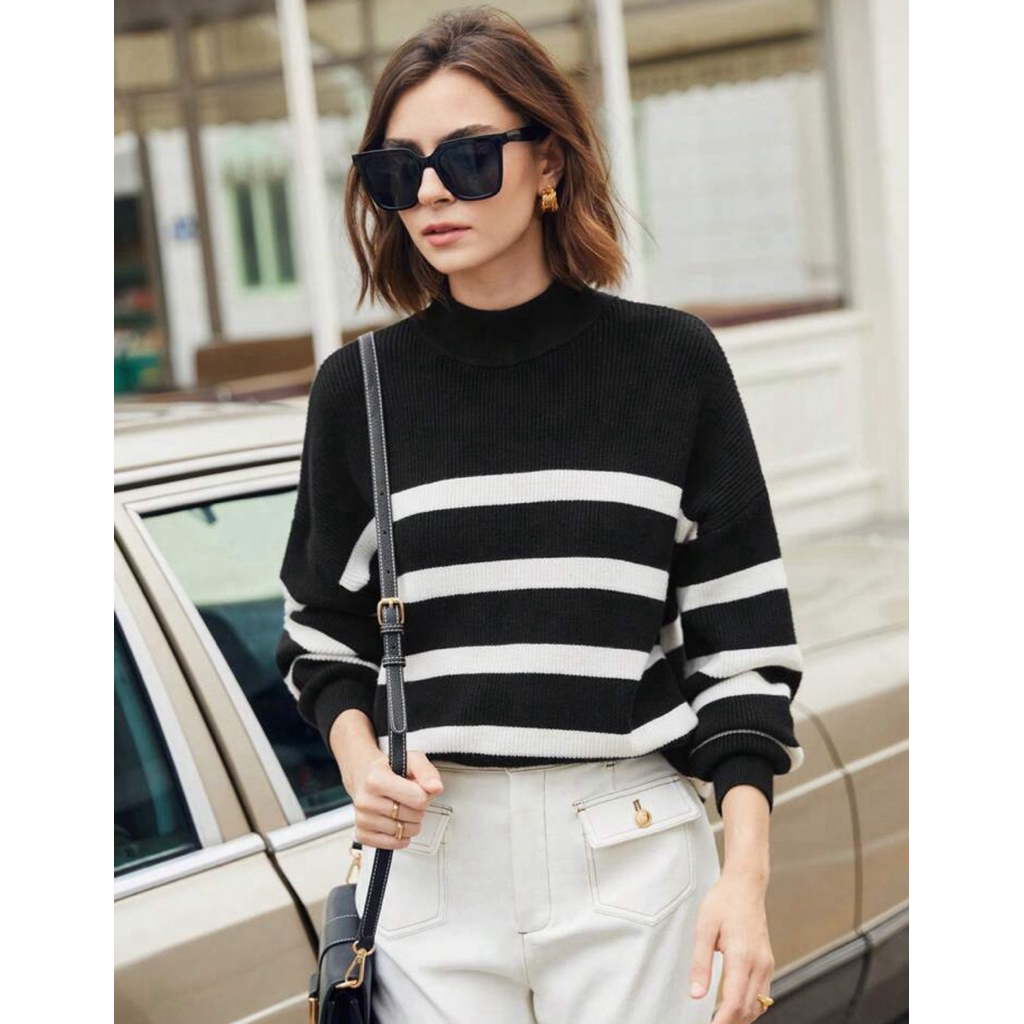 ส่งต่อ BizChic เสื้อกันหนาวลายทาง เสื้อแขนยาว สเวตเตอร์ size S