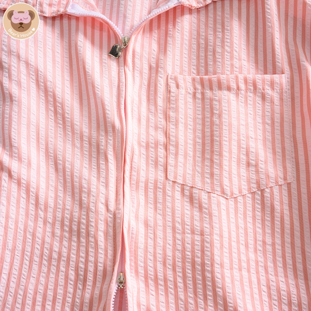 Miri Strip Shirt Oversize เสื้อเชิ้ตคอปกซิปโบว์ รูดได้ทั้งบนและล่างเลยน๊า - รูปที่ 6