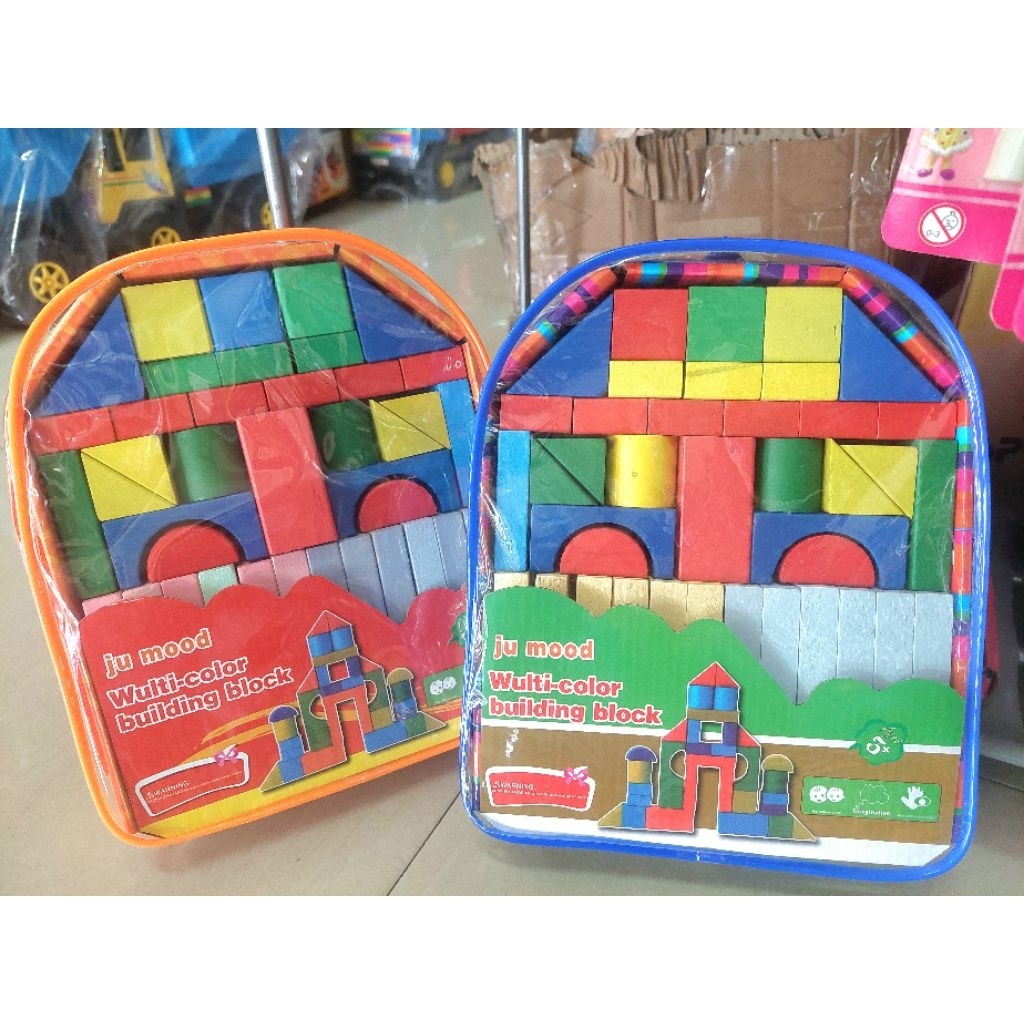 ของเล่นบล๊อกไม้ Block ไม้ (คละสีส่ง) ของเล่นเสริมทักษะสำหรับเด็กๆ