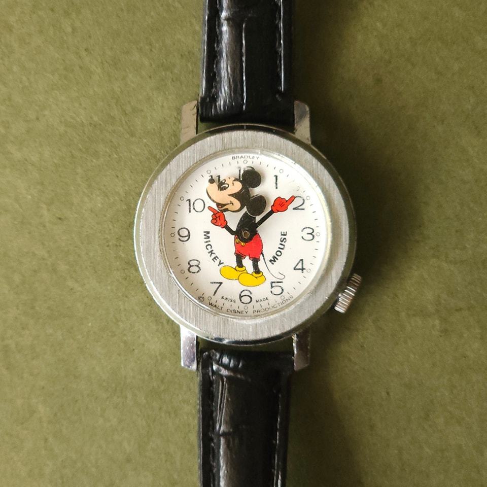 Vintage Bradley Mickey Mouse Bobbing Head Watch Swiss Made