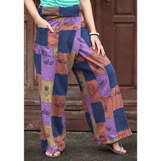 RaanPahMuang กางเกงขาก๊วย กางเกงเล ผ้าฝ้าย 100% ทรงหลวม ยูนิ…