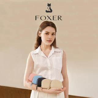 FOXER กระเป๋าสตางค์หนังวัว กระเป๋าสตางค์ผู้หญิง ที่ใส่บัตรเครดิต ทรงครึ่งวงกลม ช่องใส่บัตรหลายช่อง ของขวัญปีใหม่