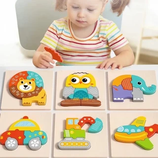 ของเล่นไม้ปลอดภัยเสริมทักษะสำหรับเด็ก 1-3 ขวบ จิ๊กซอว์ไม้ 3D หนาพิเศษ 9มม. ✨ตัวต่อไม้จิ๊กซอว์ เสริมทักษะสมอง