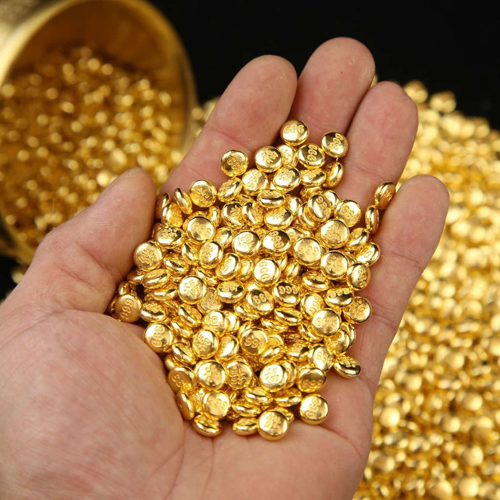 เหรียญจีนโบราณ/ก้อนทอง/เต่าทอง/ลูกคิด/เม็ดข้าวสาร/เงินจีน สีทองเครื่องประดับพิธีขึ้นบ้านใหม่ โลหะ โมเดลทองส่งจากไทย