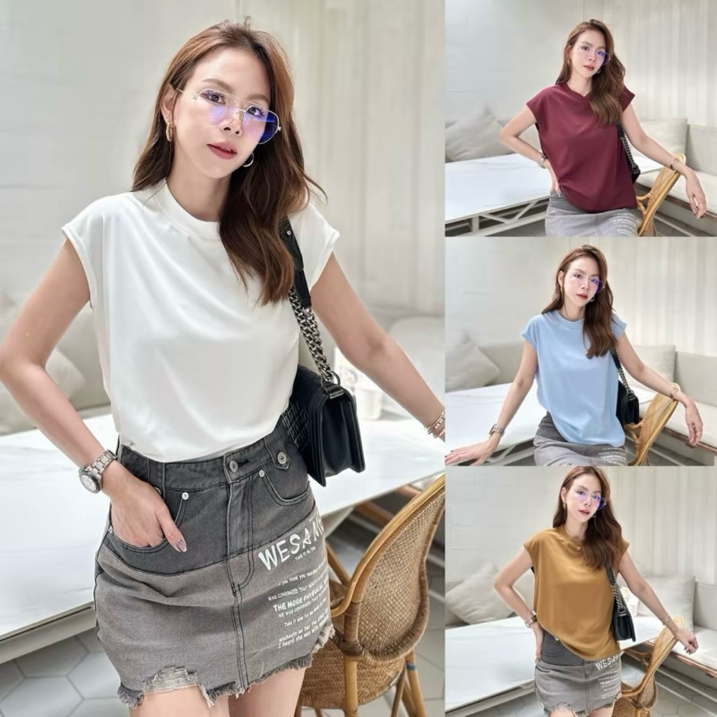 087New Deezyy เสื้อยืด แขนกุด คอกลม ผ้า CottonPony