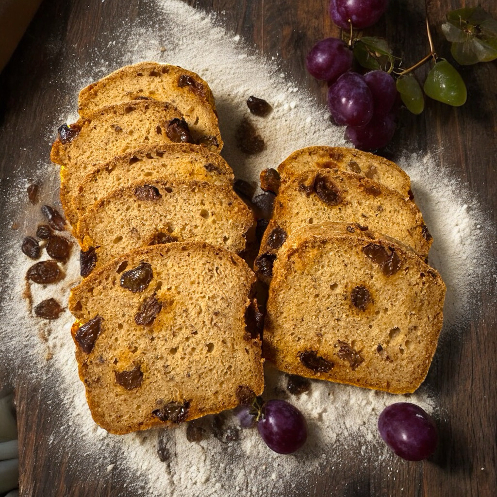 88GLR ขนมปังไร้กลูเตนวีแกนแป้งข้าวผสมลูกเกด Gluten-Free Vegan Rice Bread with Raisins