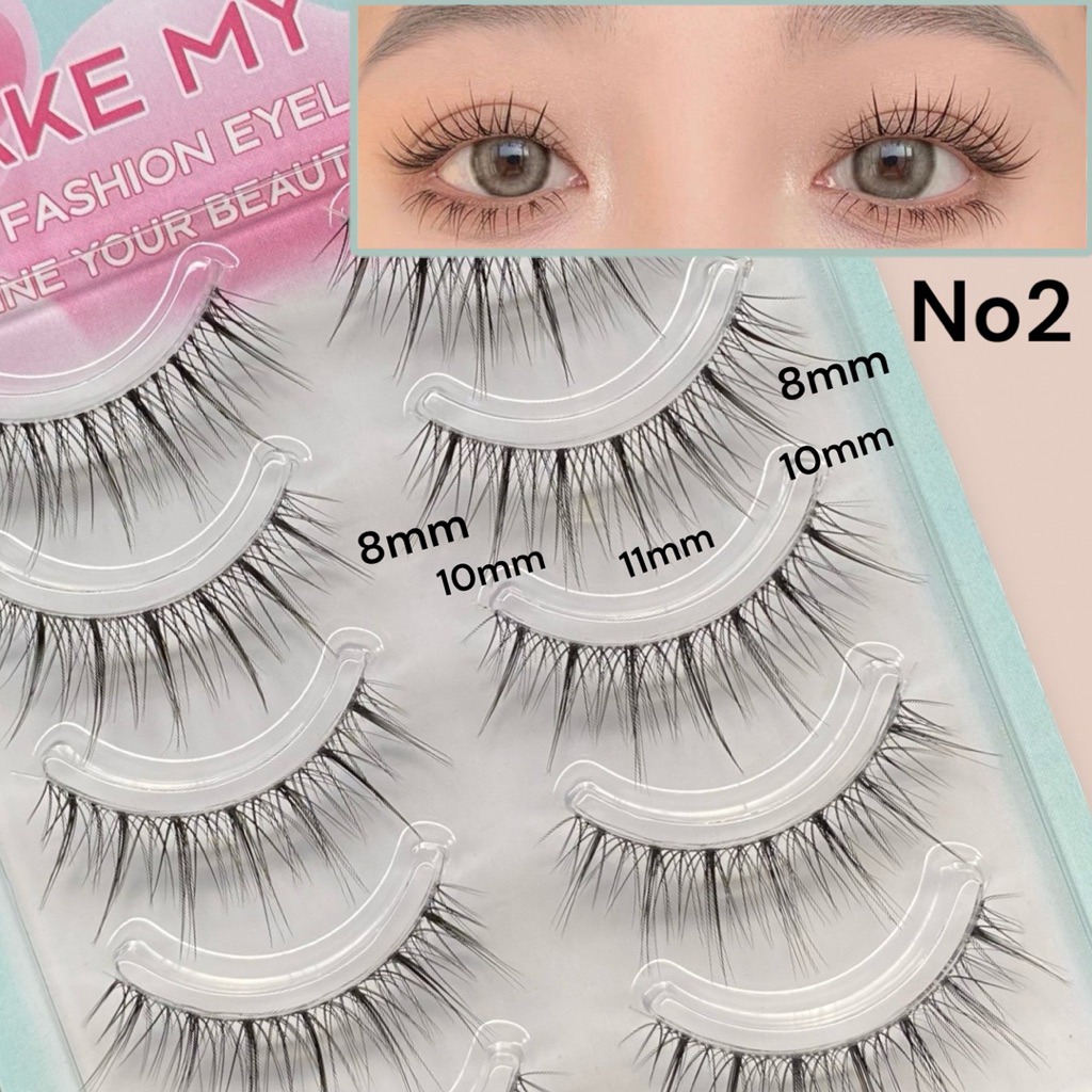 ขนตาปลอม ขนตาปลอมขนมิ้ง3D eyelashes ขนตาปลอม No2 ขนตา กาวติดขนตาปลอม ก้านใส 5 คู่ ขนตาธรรมชาติ
