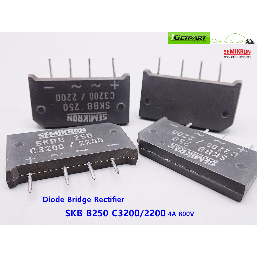 ไดโอด บริดจ์ เรคติไฟร์ Diode Bridge Rectifier Semikron SKB B250 C3200/2200 4A 800V